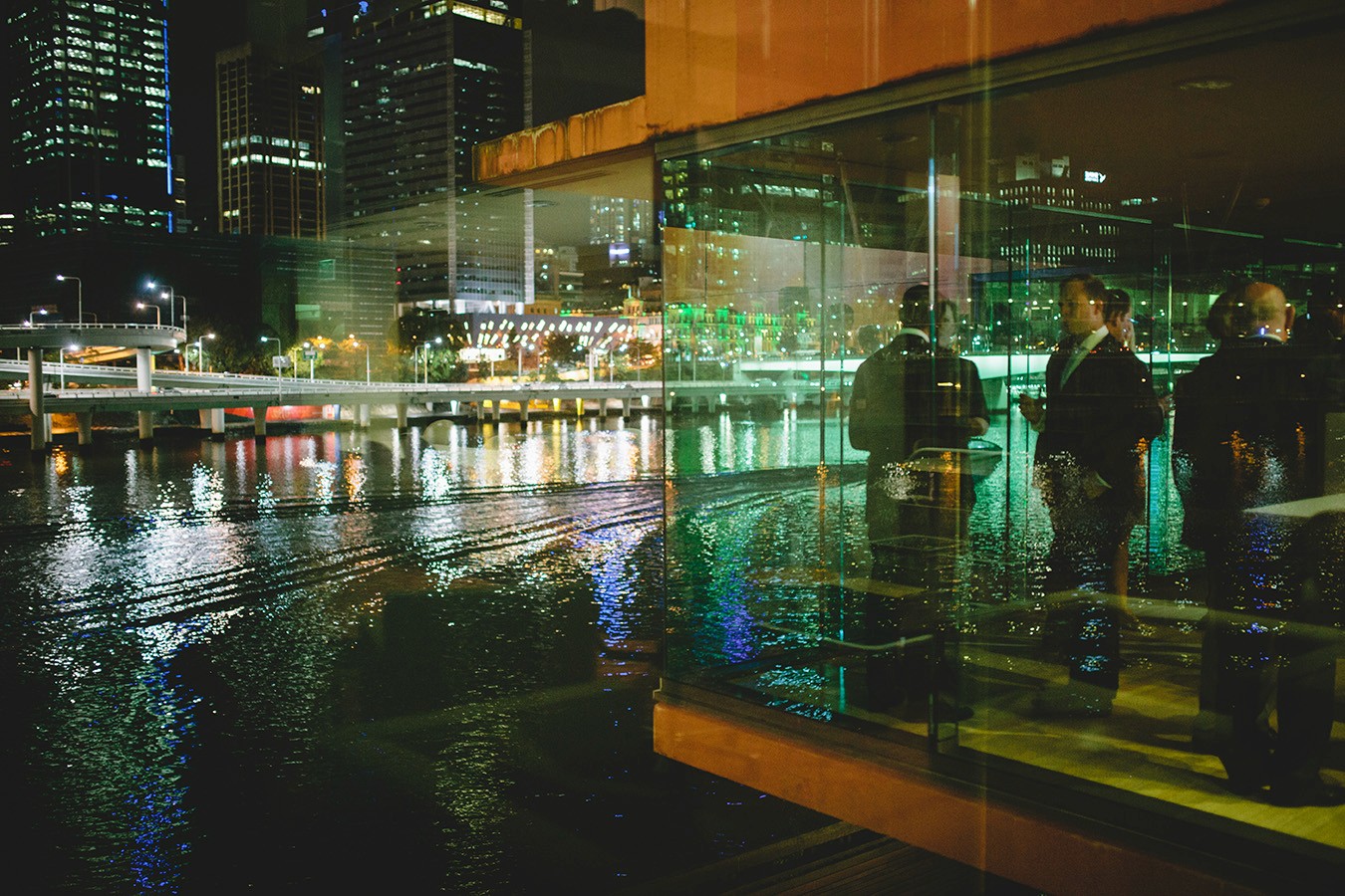 Red box event space over the river