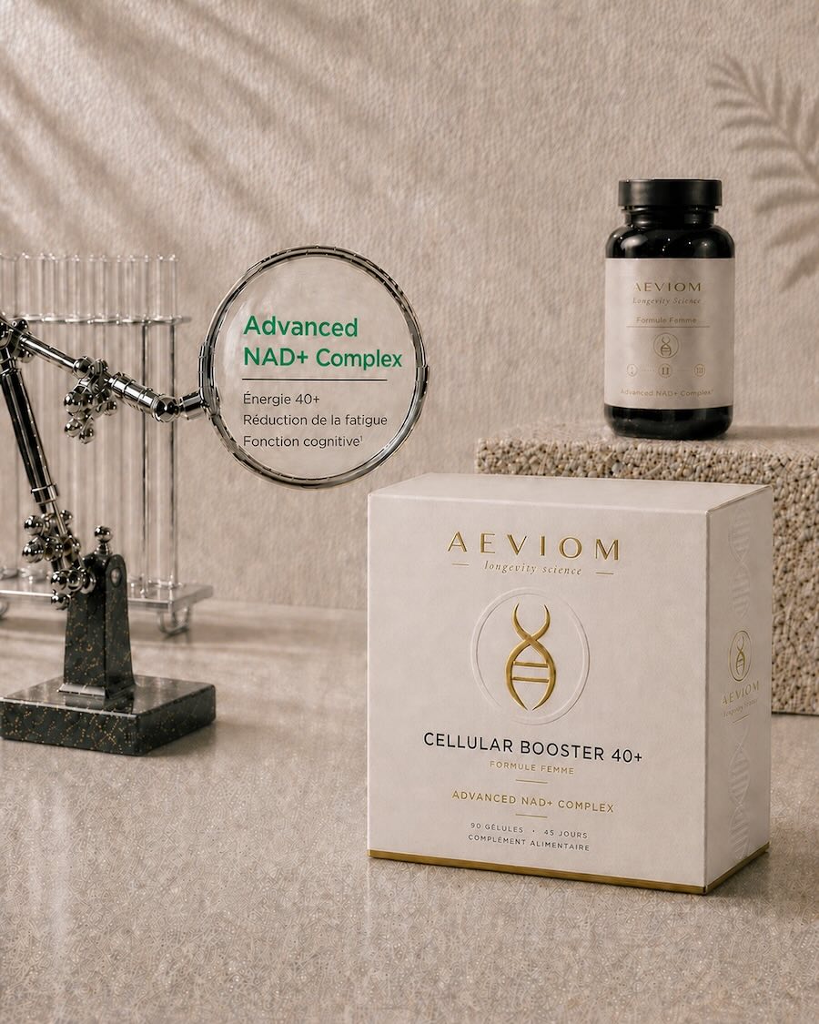 Cellular Booster 40+ Femme Aeviom — formule premium pour le métabolisme énergétique, la réduction de la fatigue et les fonctions psychologiques après 40 ans. Made in France.