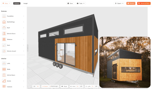 Unplgd's tiny house on wheels in our 3D design software