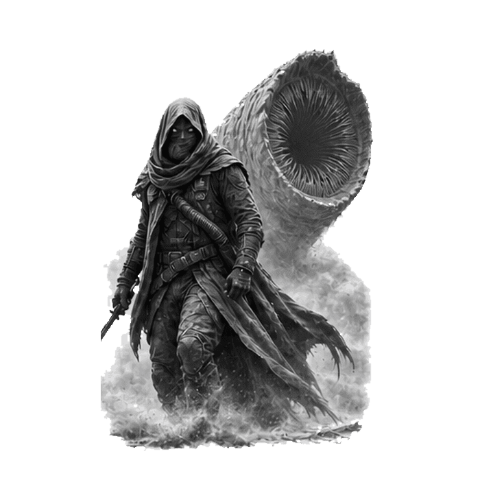 Dune Awakening monochrome transparent character cutout