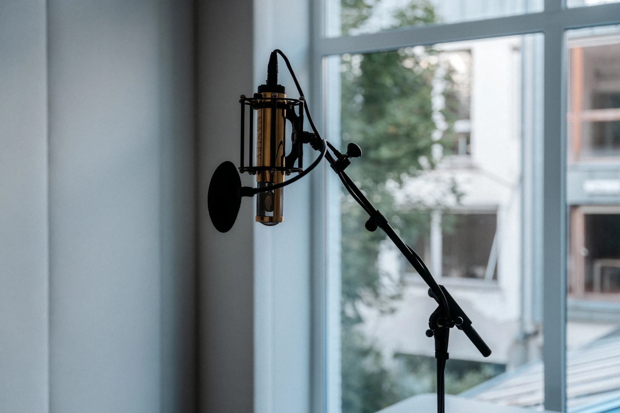 brandy jingles voice booth manley microphone in the studio