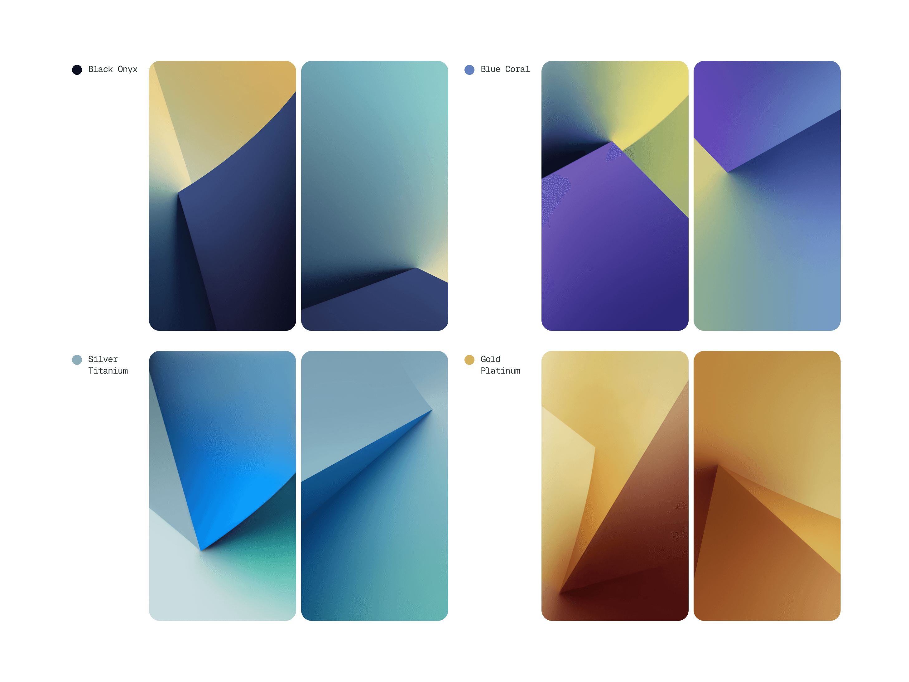 Galaxy Note 7 wallpaper palettes aligned with black, silver, gold, and blue hardware finishes.