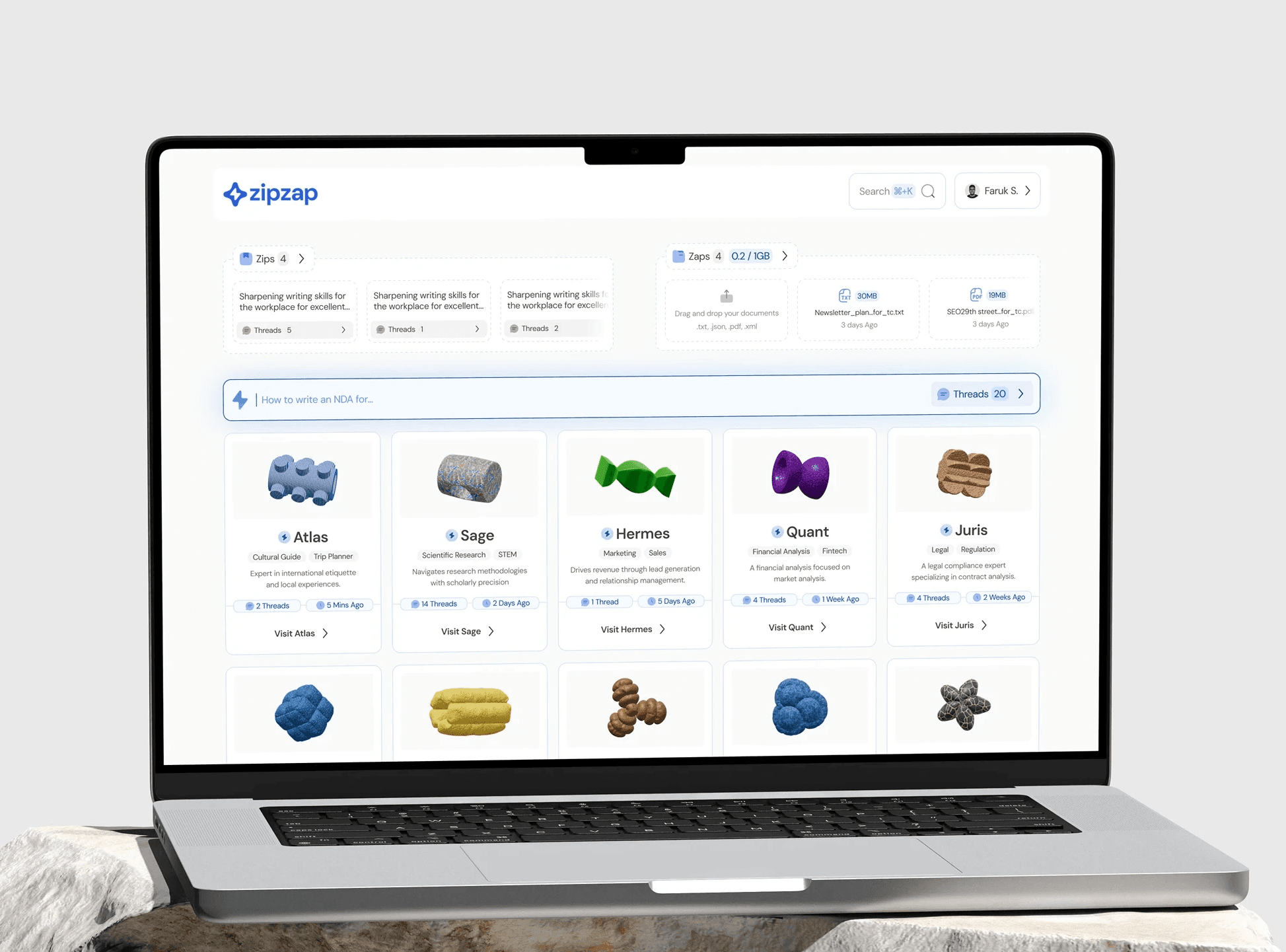 An Image of the main Zipzap Page on an open laptop