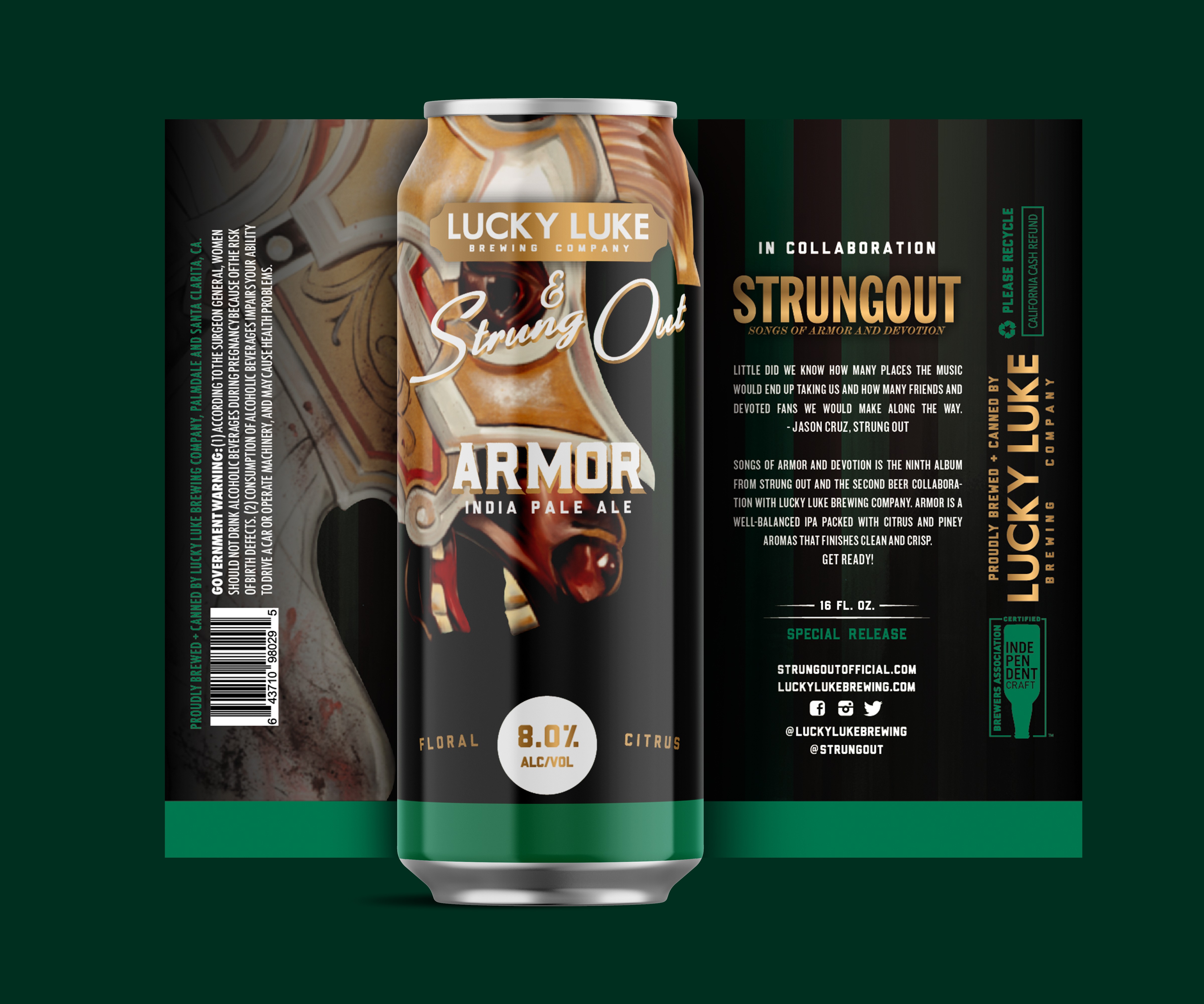 Lucky Luke Shadow Armor and Strungout can label designs