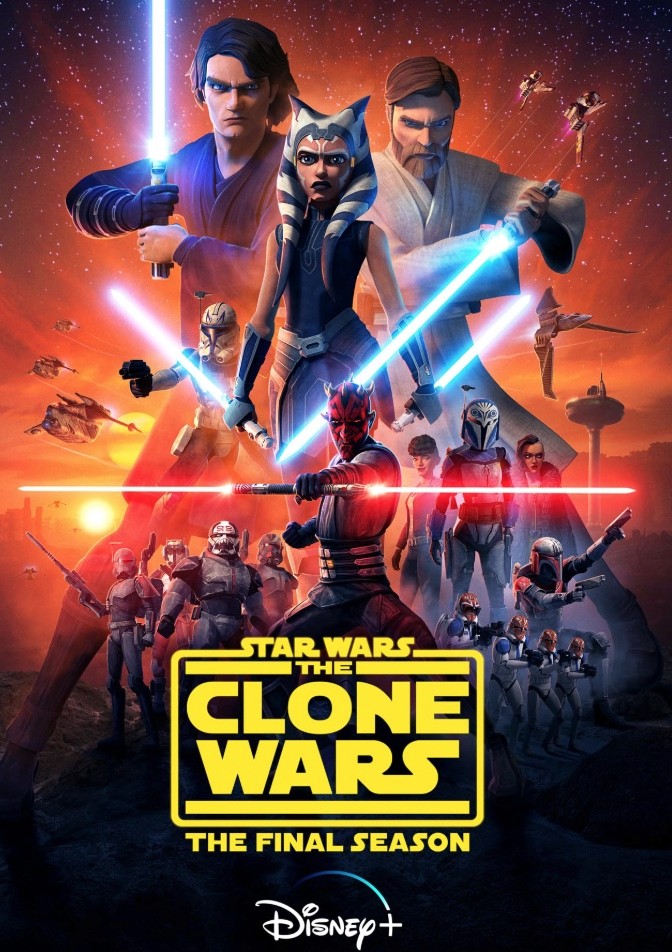 Clone Wars poster featuring Ahsoka Tano, Obi-Wan Kenobi, Anakin Skywalker, and Darth Maul