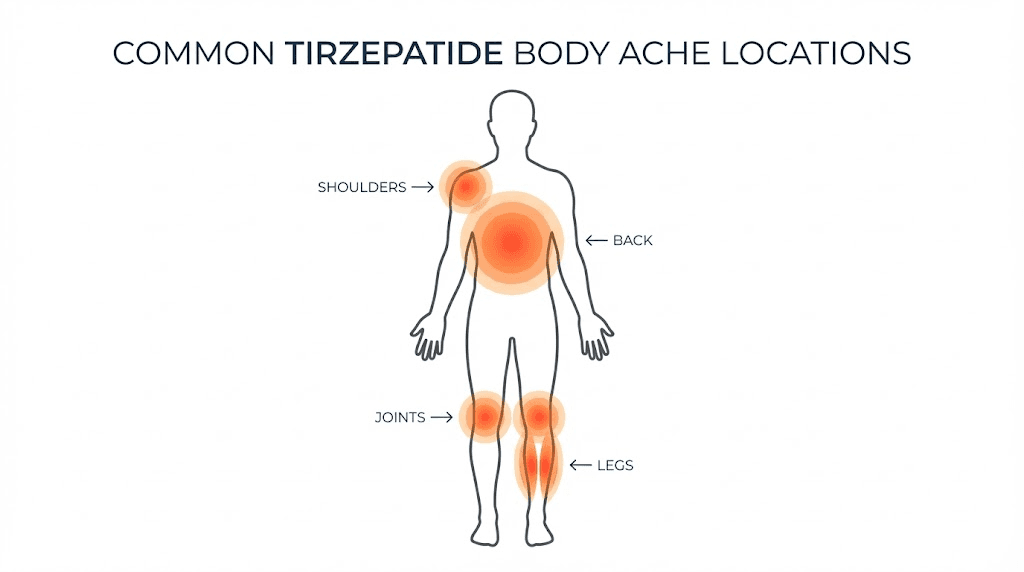Tirzepatide body aches common pain locations diagram