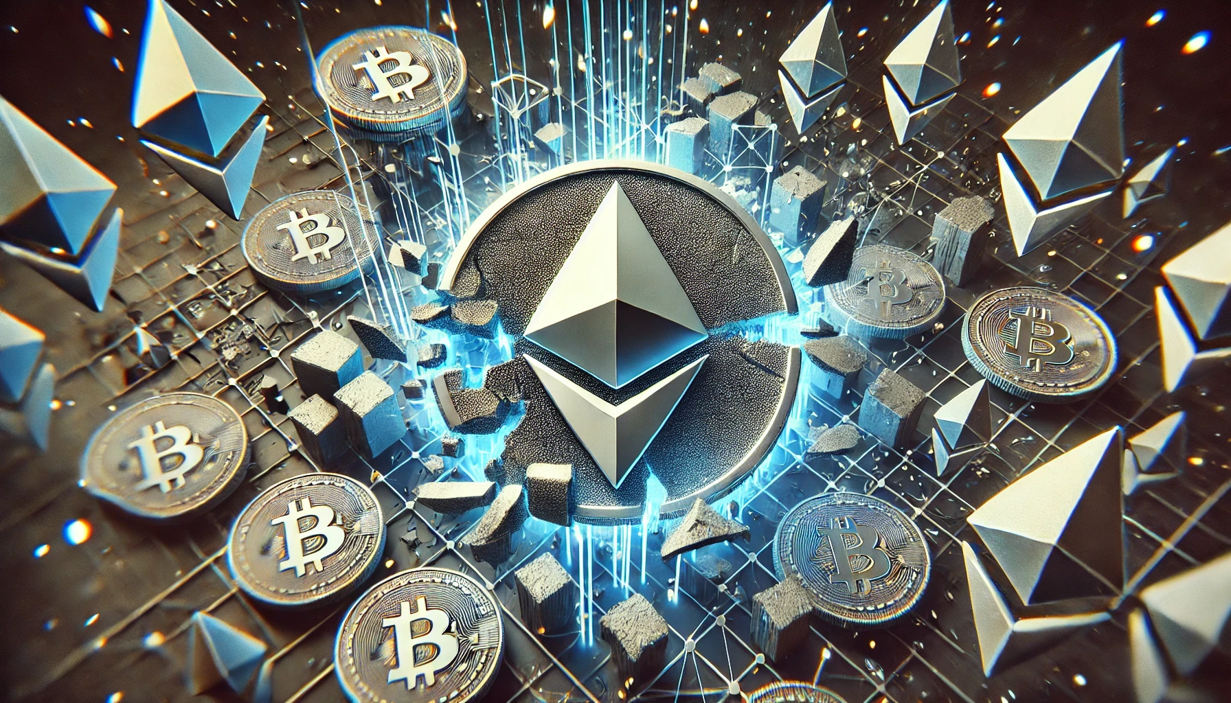 Crypto-themed image featuring charts, digital coins, and market trends, representing cryptocurrency trading and blockchain technology.