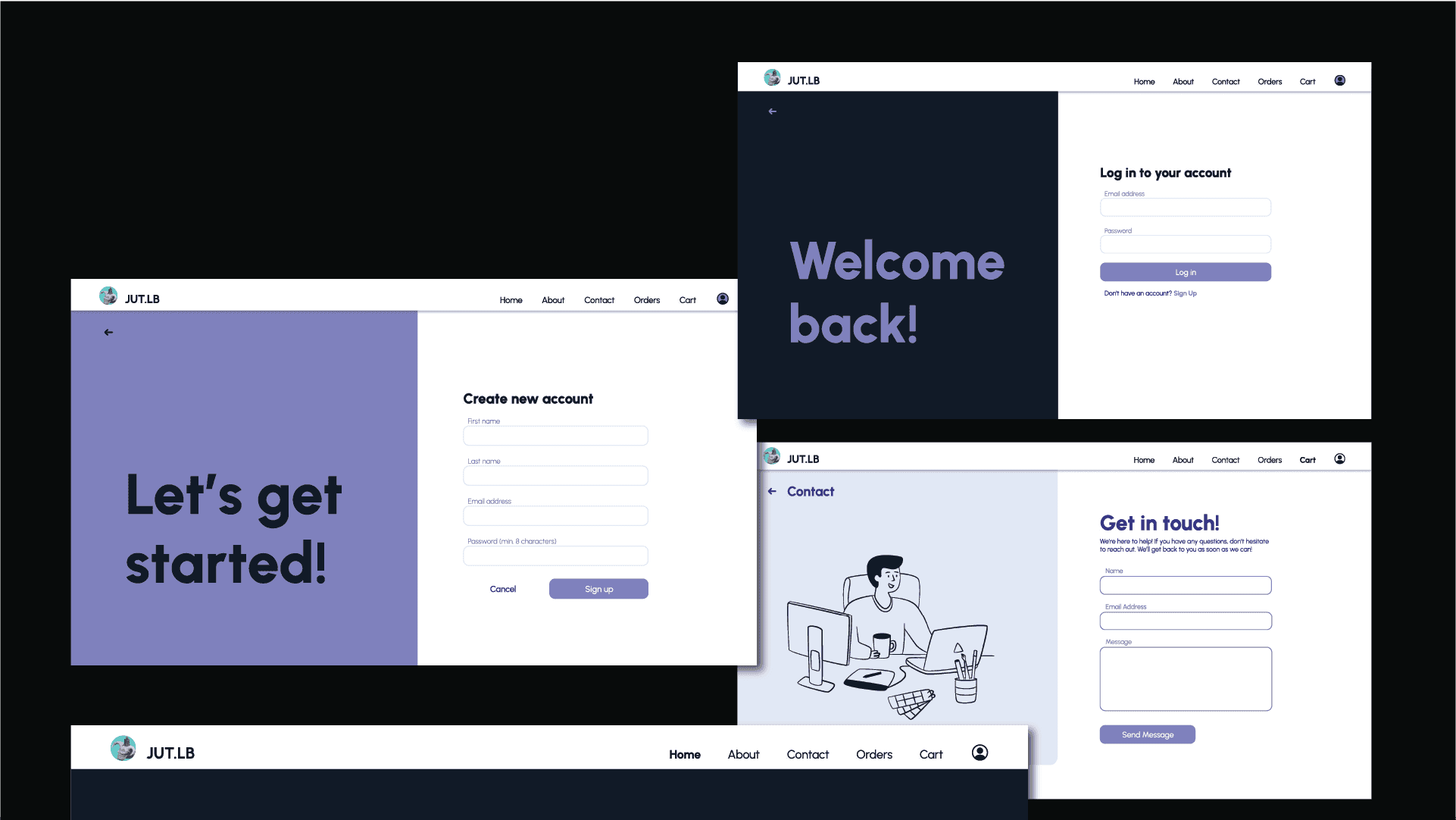login and sign up pages