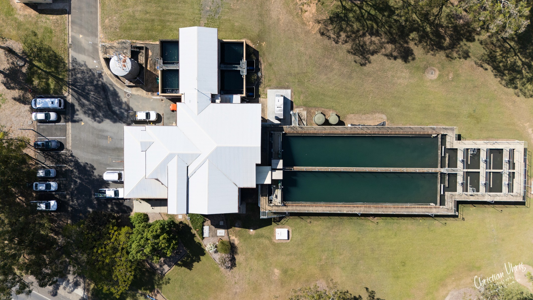 3D master plan of a new sewage treatment plant showing site layout, infrastructure assets, and access roads designed and managed by Uminex