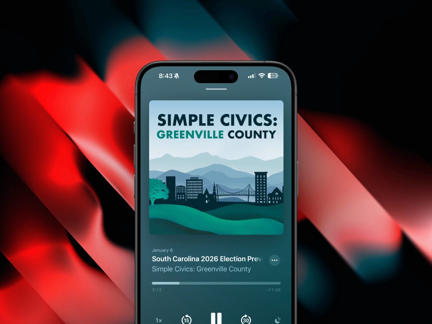 Simple Civics Greenvill County Podcast Logo, produced by Podcast Studio X