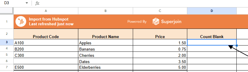 Select a Cell for the Formula