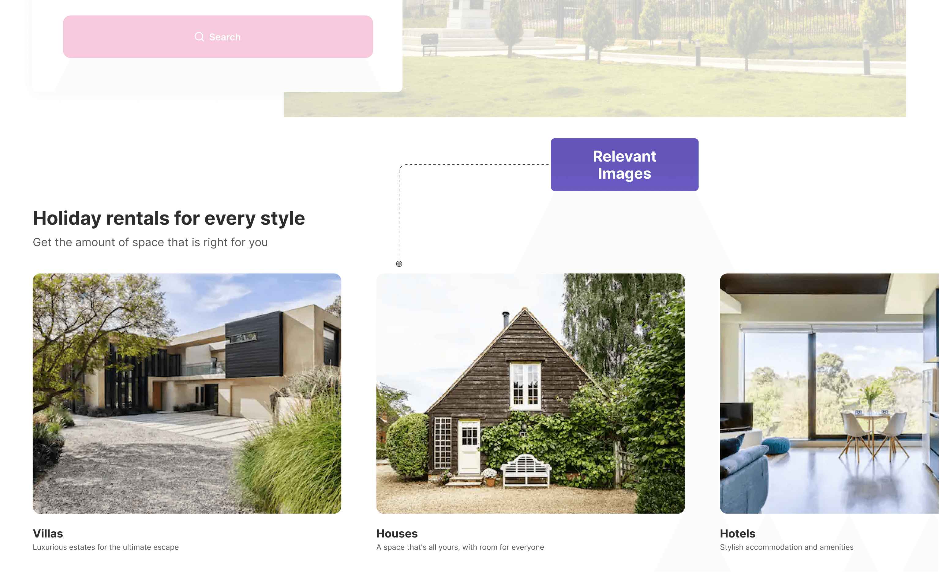 AirBnB Landing Page's Use of Relevant Images