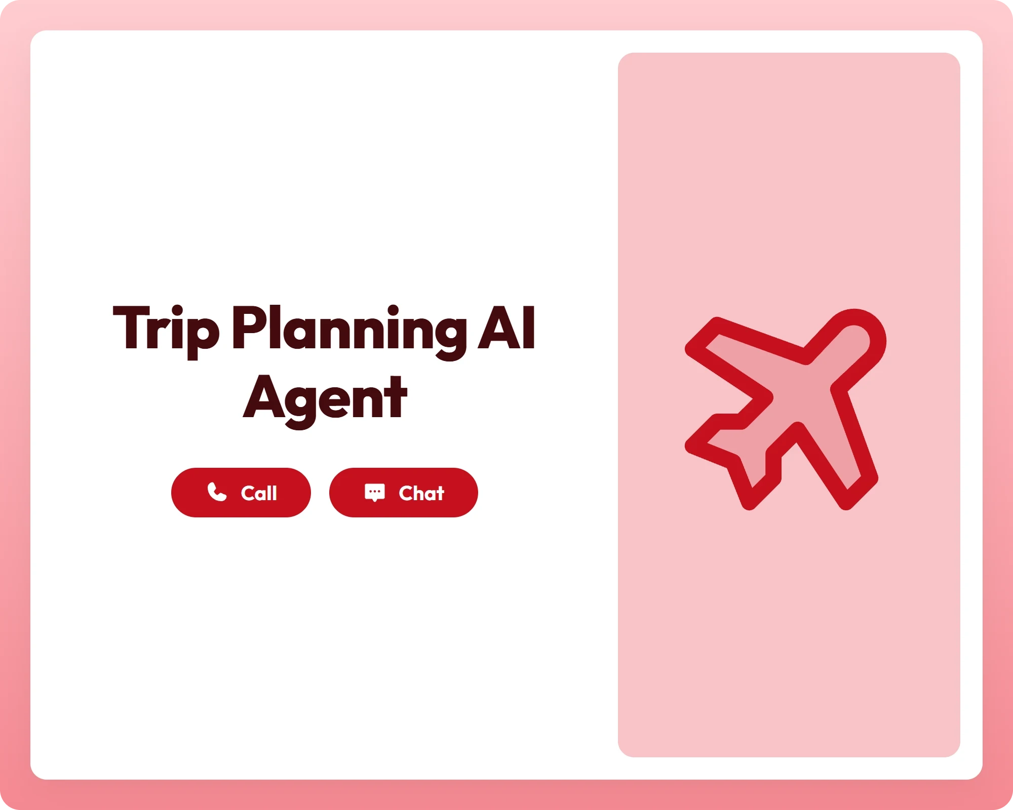 trip planning made easy with call and chat support beside an airplane icon