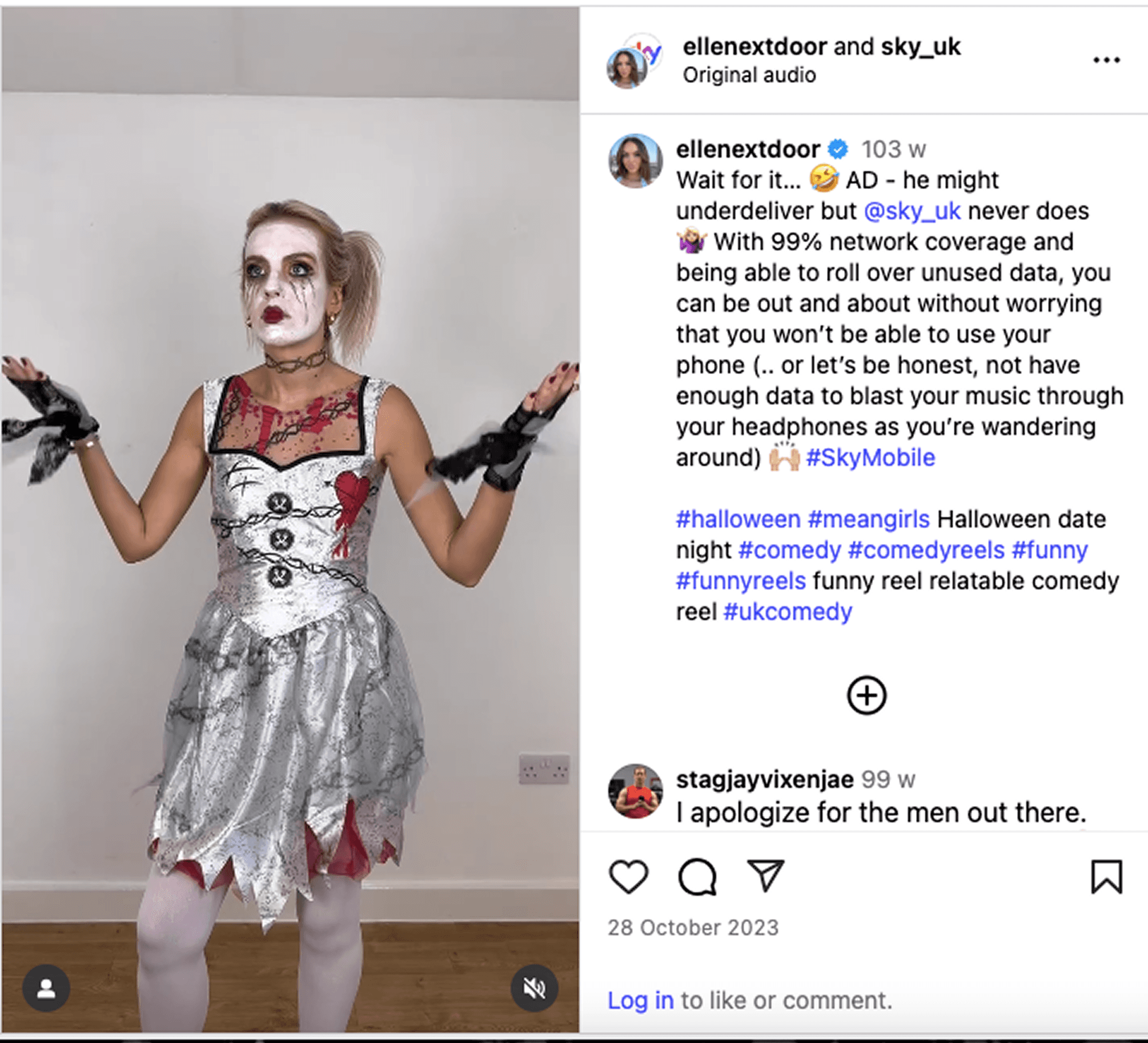 @ellenextdoor  partnering with Sky Mobile for Halloween