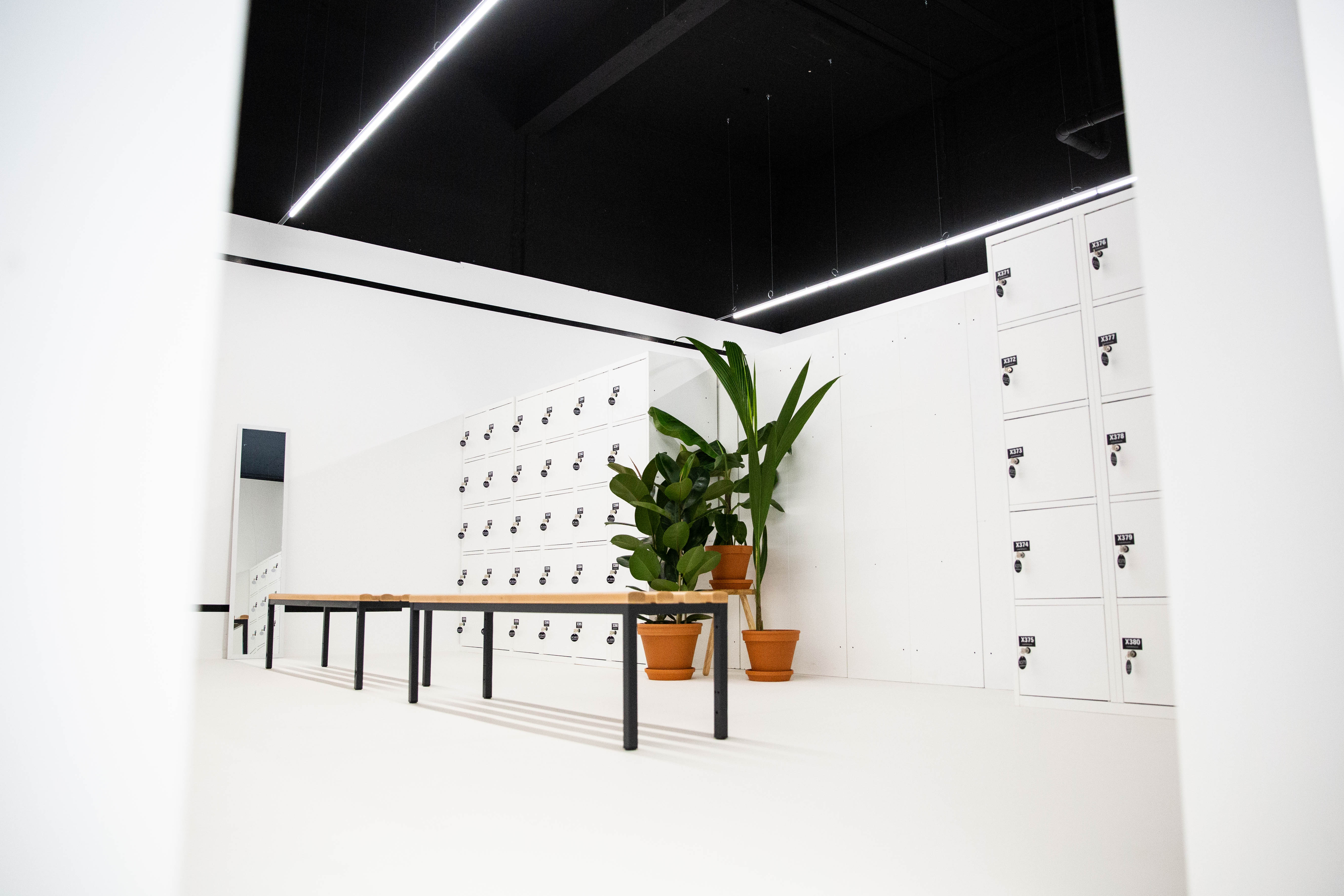Interior photo of the dressing rooms inside the Popup Gym