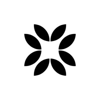 Abstract black leaf pattern in a symmetric, circular arrangement.