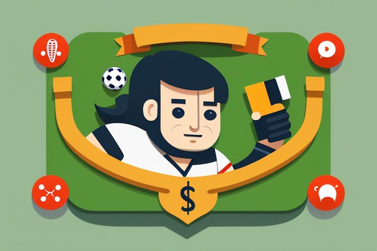 A cartoon Footballer places his sports bets 