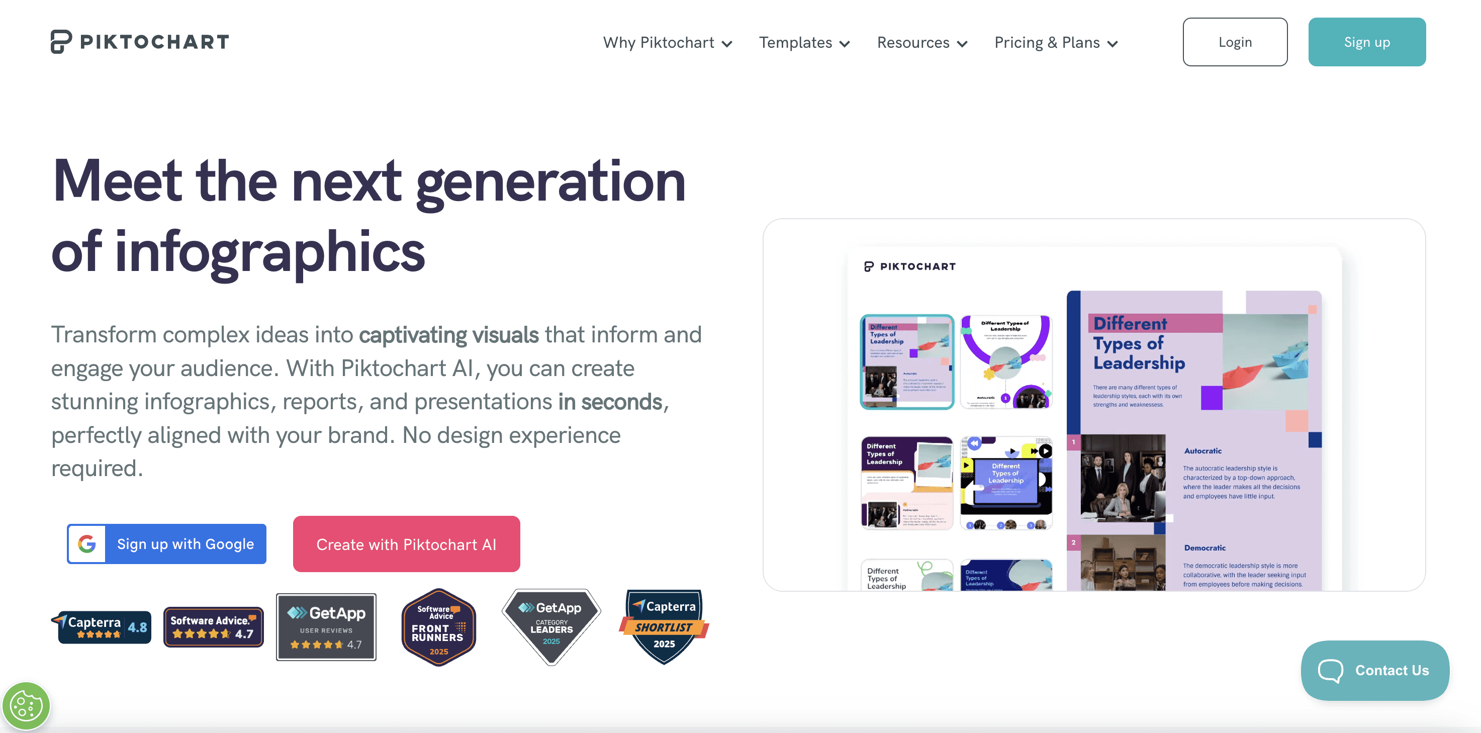 Piktochart's homepage