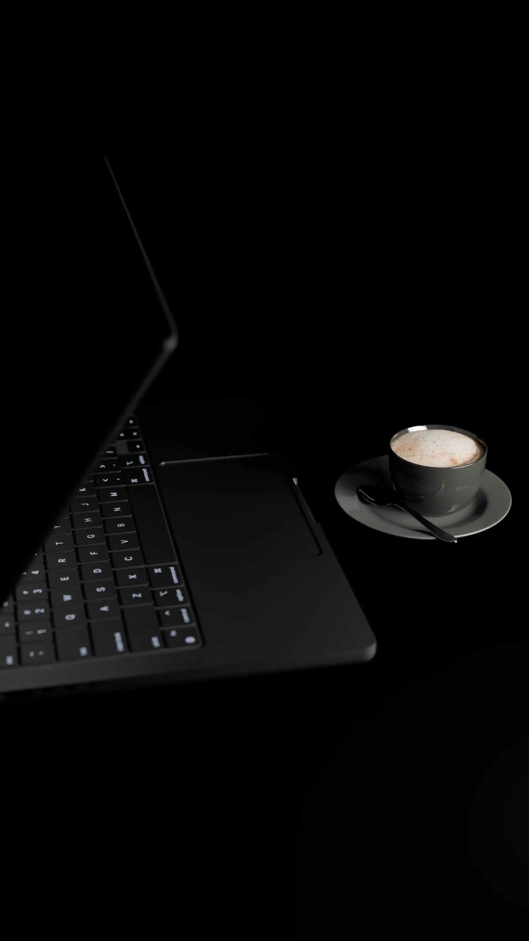 Mock-up 3D Blender d'un ordinateur et d'une tasse de café