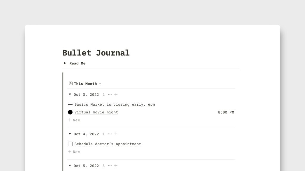 Free Notion Templates Bullet Journal