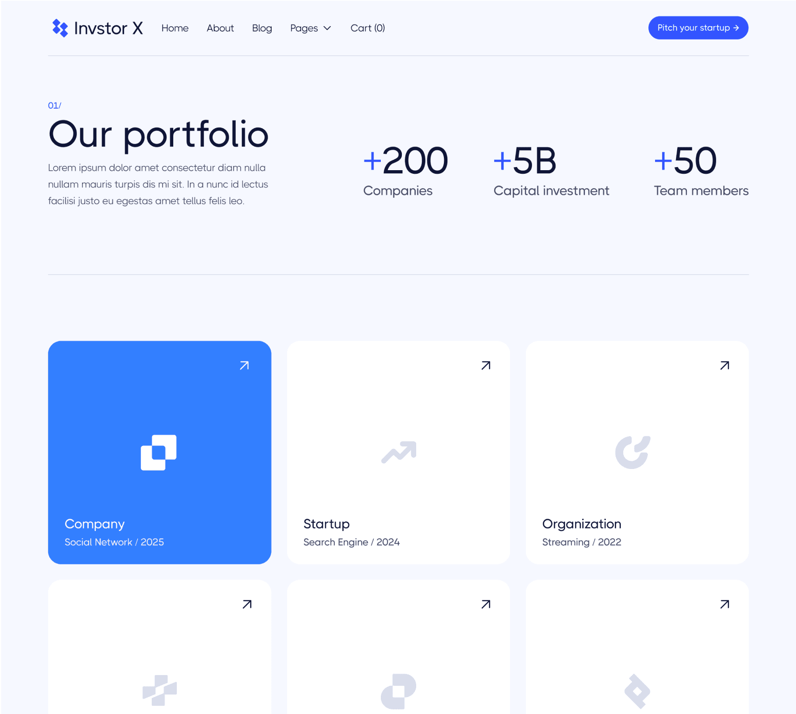 Invstor X - Portfolio V1 Page - Investment Firm Framer Template