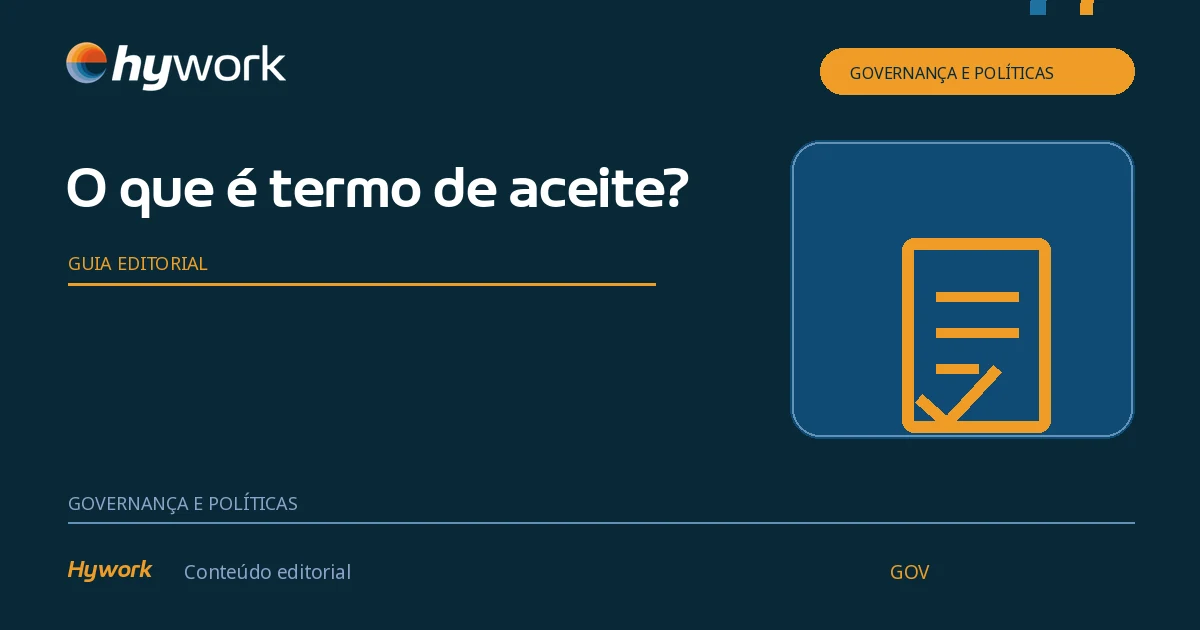 Capa editorial sobre termo de aceite e registro de ciência de documentos.