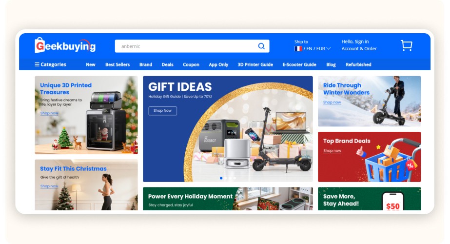 Geekbuying website homepage