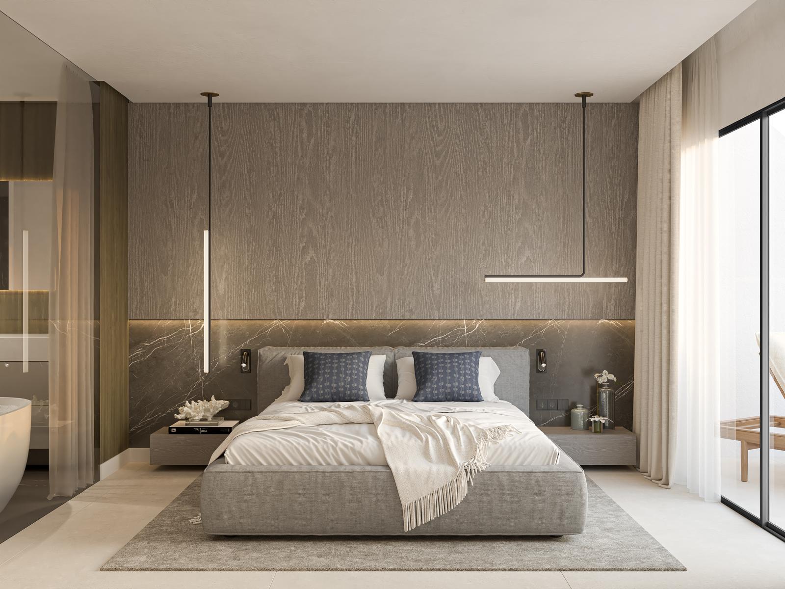 Master bedroom with en-suite and views in La Quinta townhouse
