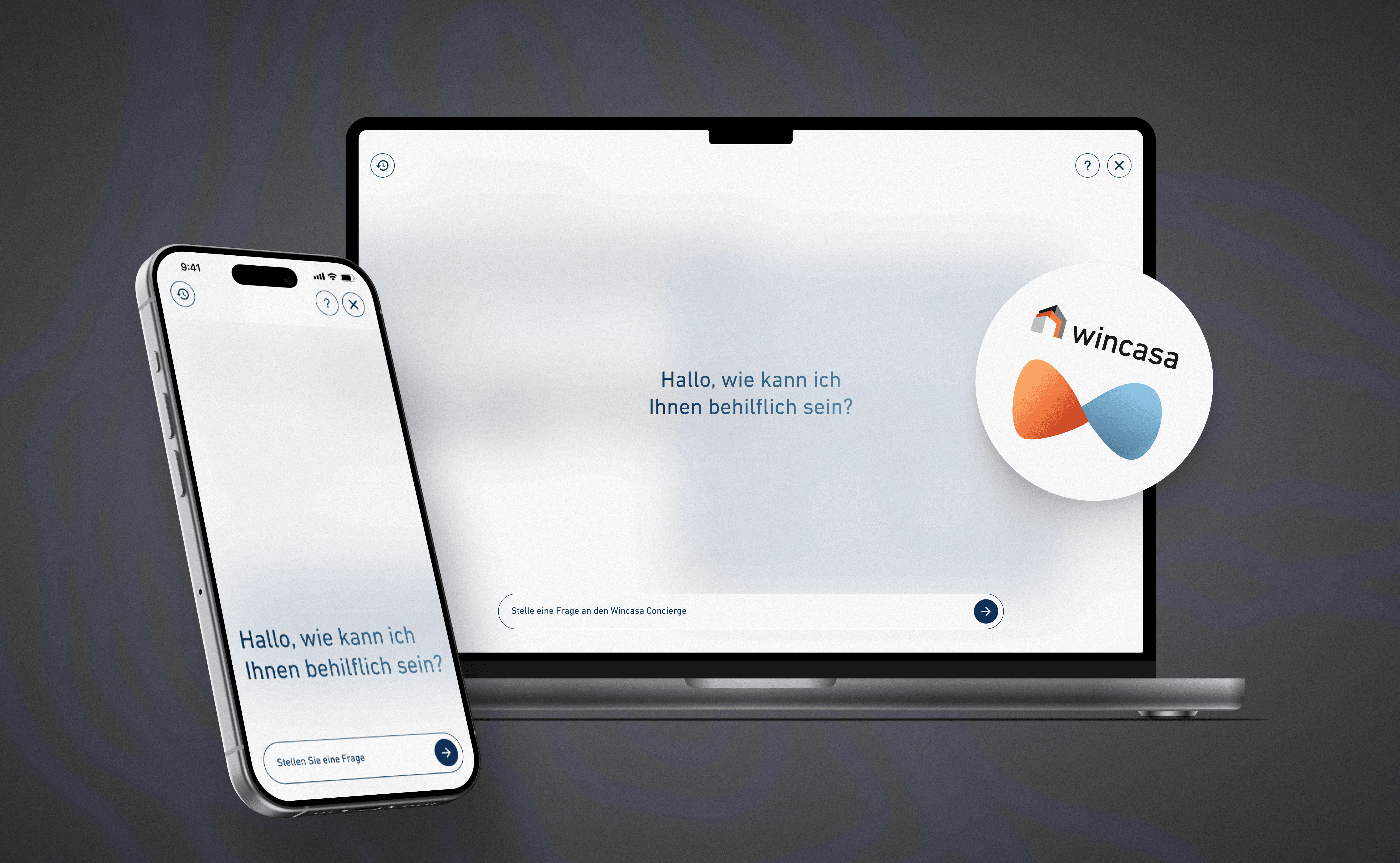 A mockup of an iPhone placed on a chair's back