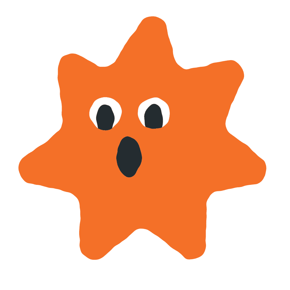Illustration d'une mascotte étoile orange choquée..