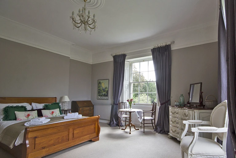 Hartingtons Heritage Tours hotel, Darley House, relaxing bedroom with big window