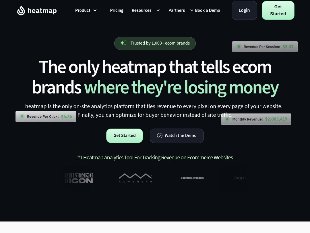 E-commerce analytics platform showcasing revenue tracking features.