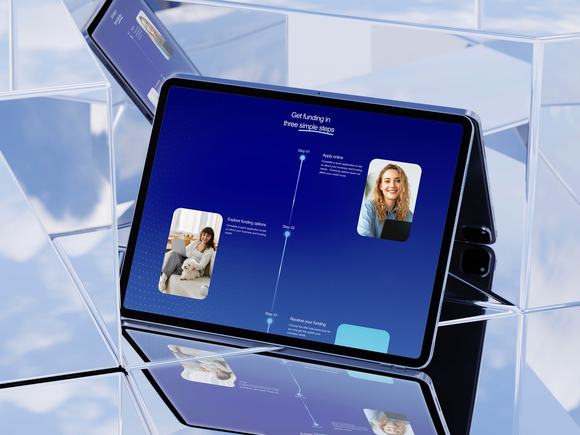 Tablet displaying funding comparison or eligibility flow for business loans
