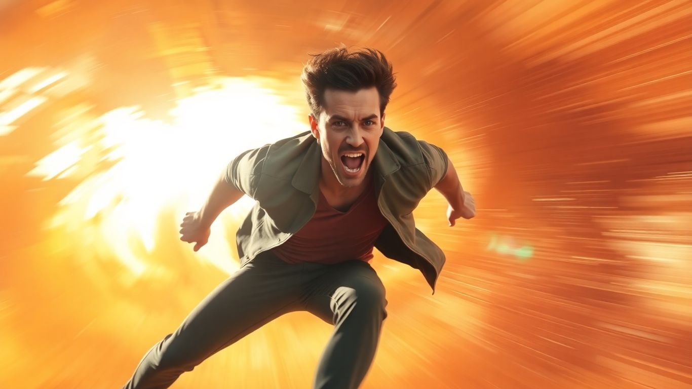 Person leaping forward with energy and determination.