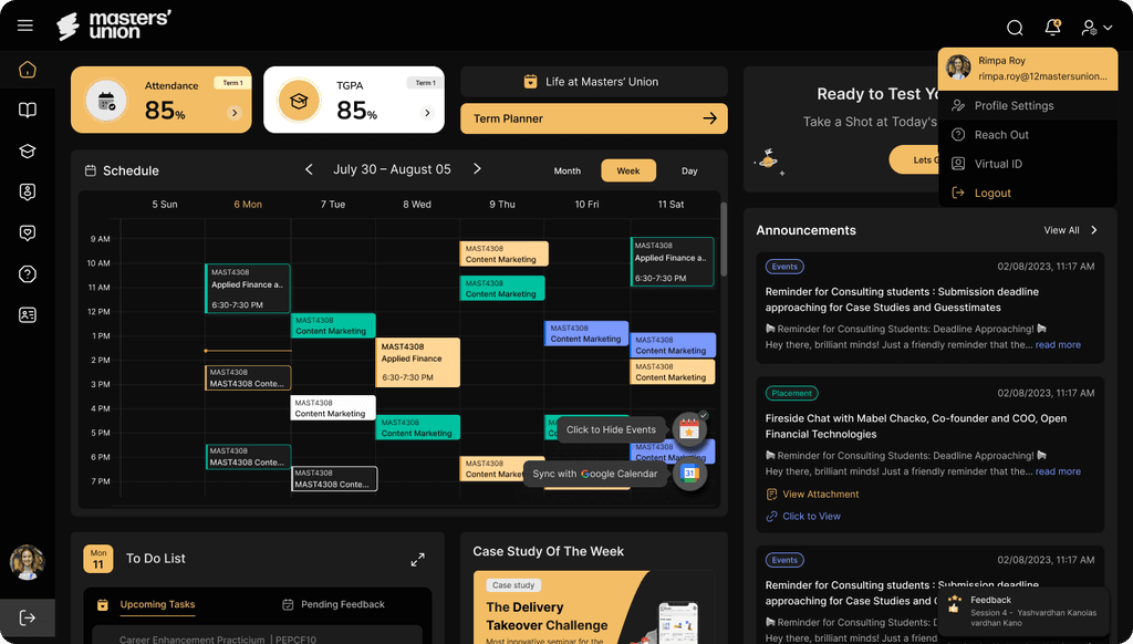 Coach LMS dashboard mockup