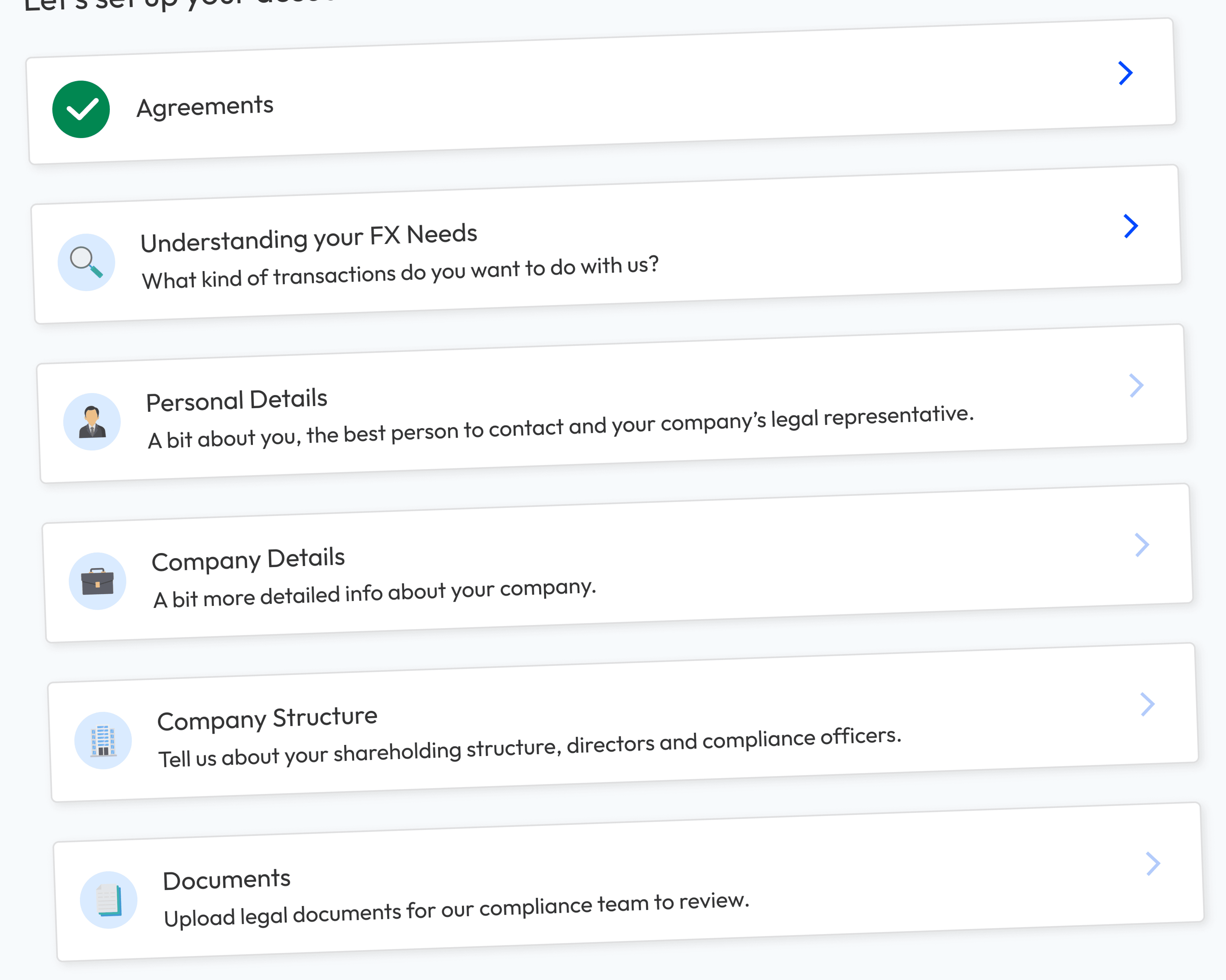 Screenshot of the redesigned onboarding page.