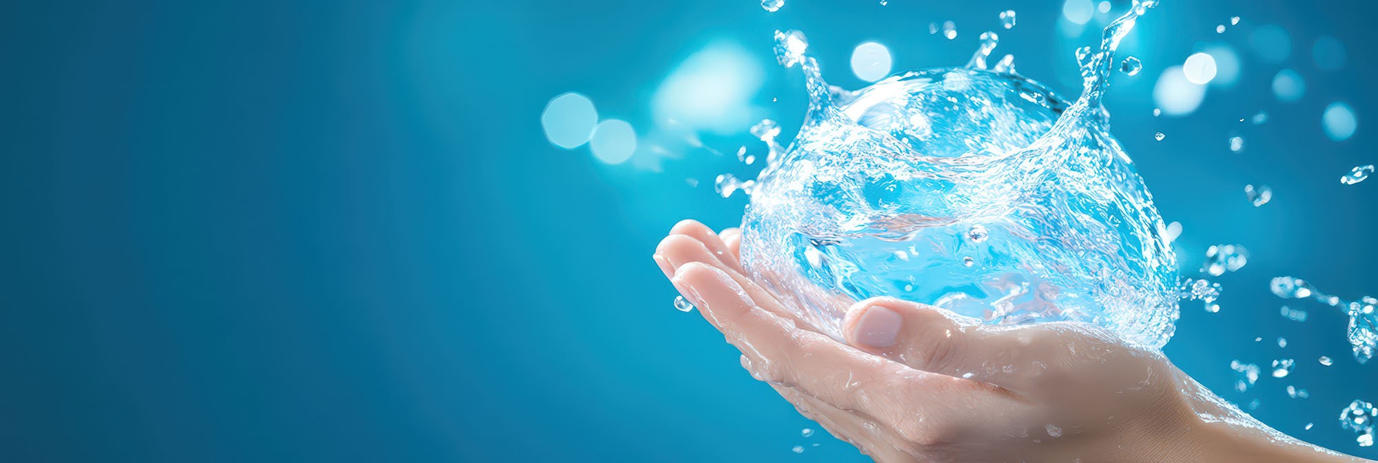 Hände tragen einengroßen Wassertropfen