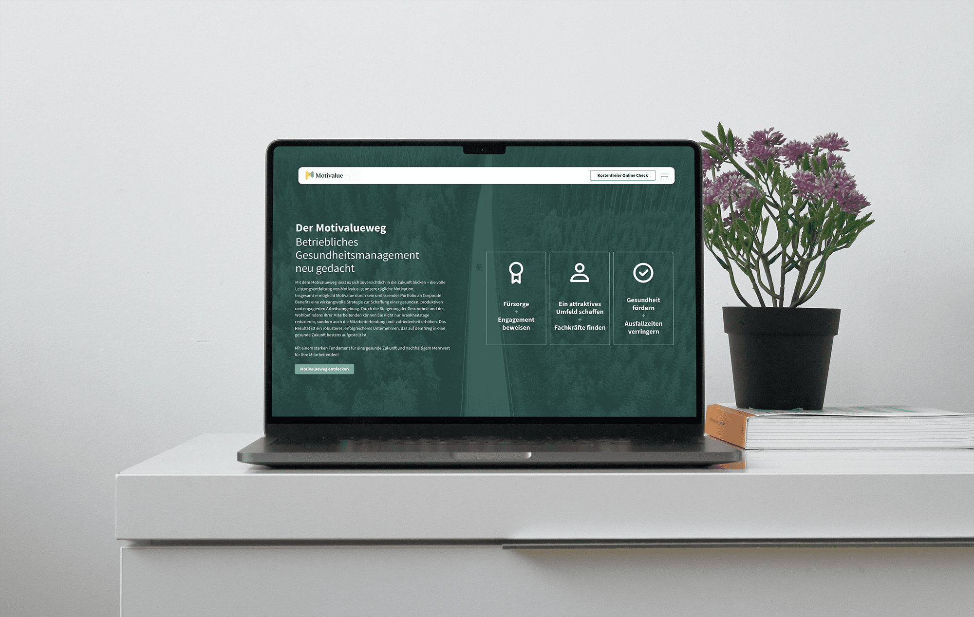 Ein MockUp der Motivalue-Startseite
