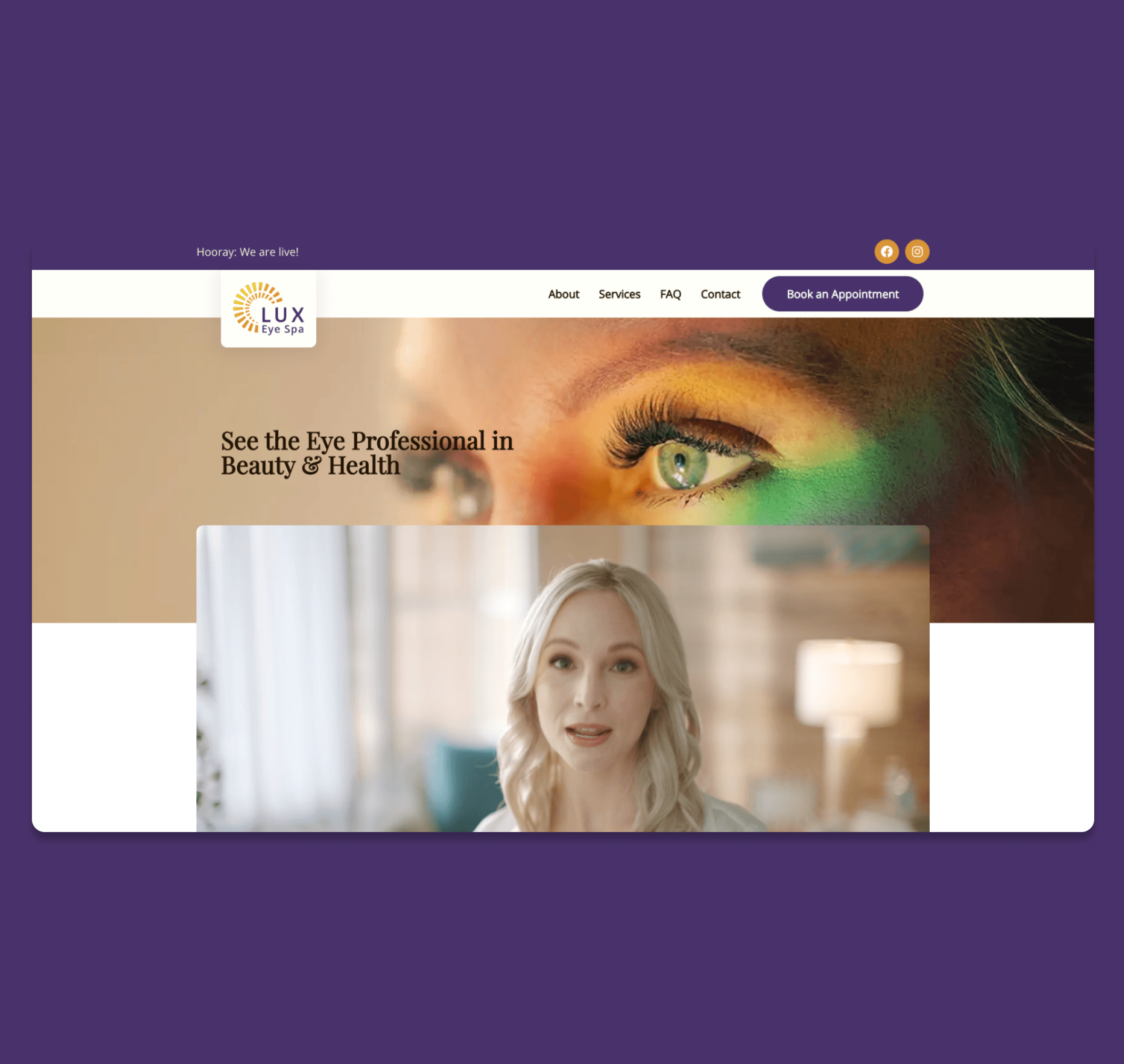 a woman's eye with a rainbow painted on it