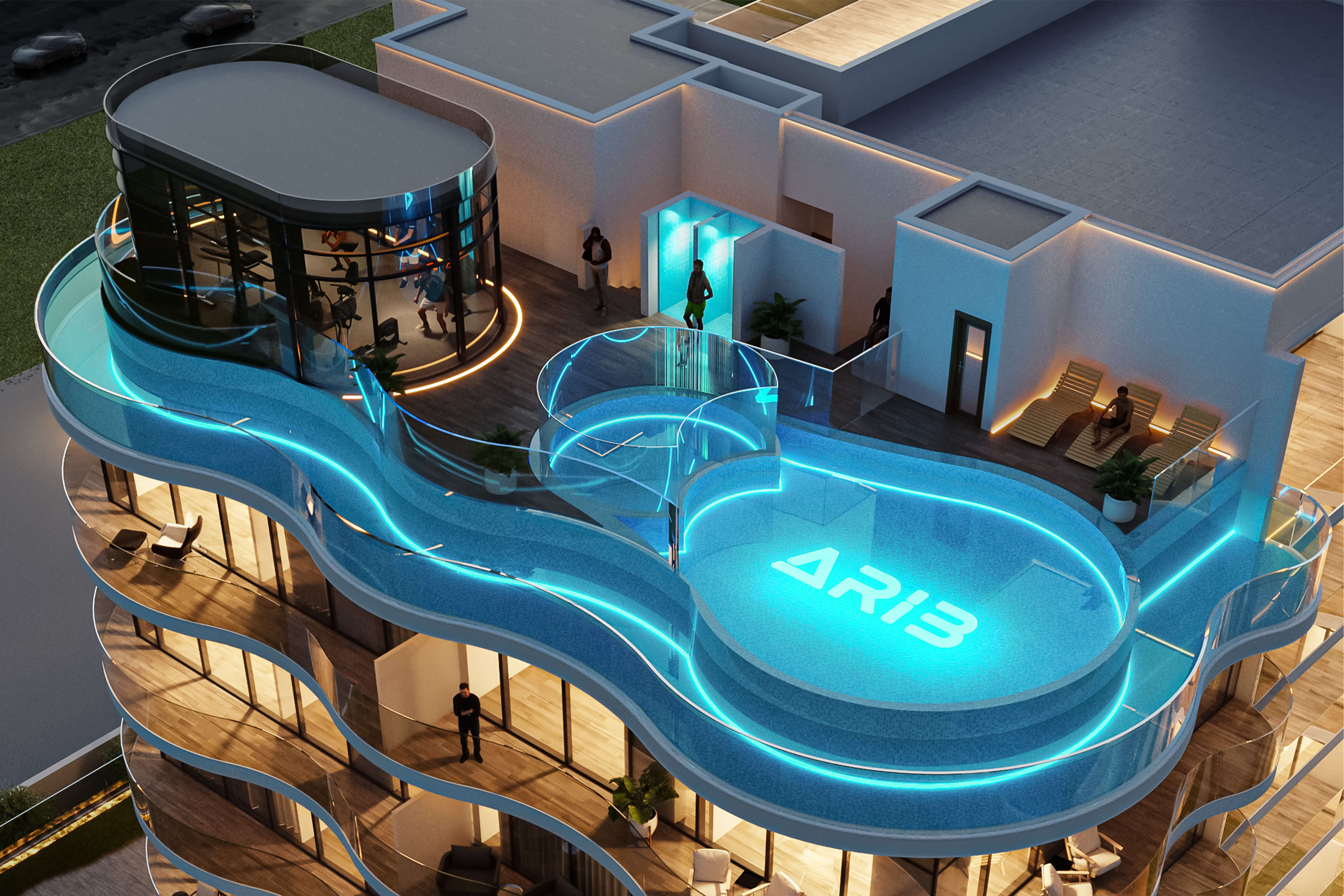 Arib Boutique, a modern apartment building showcasing contemporary architectural elements and stylish design.