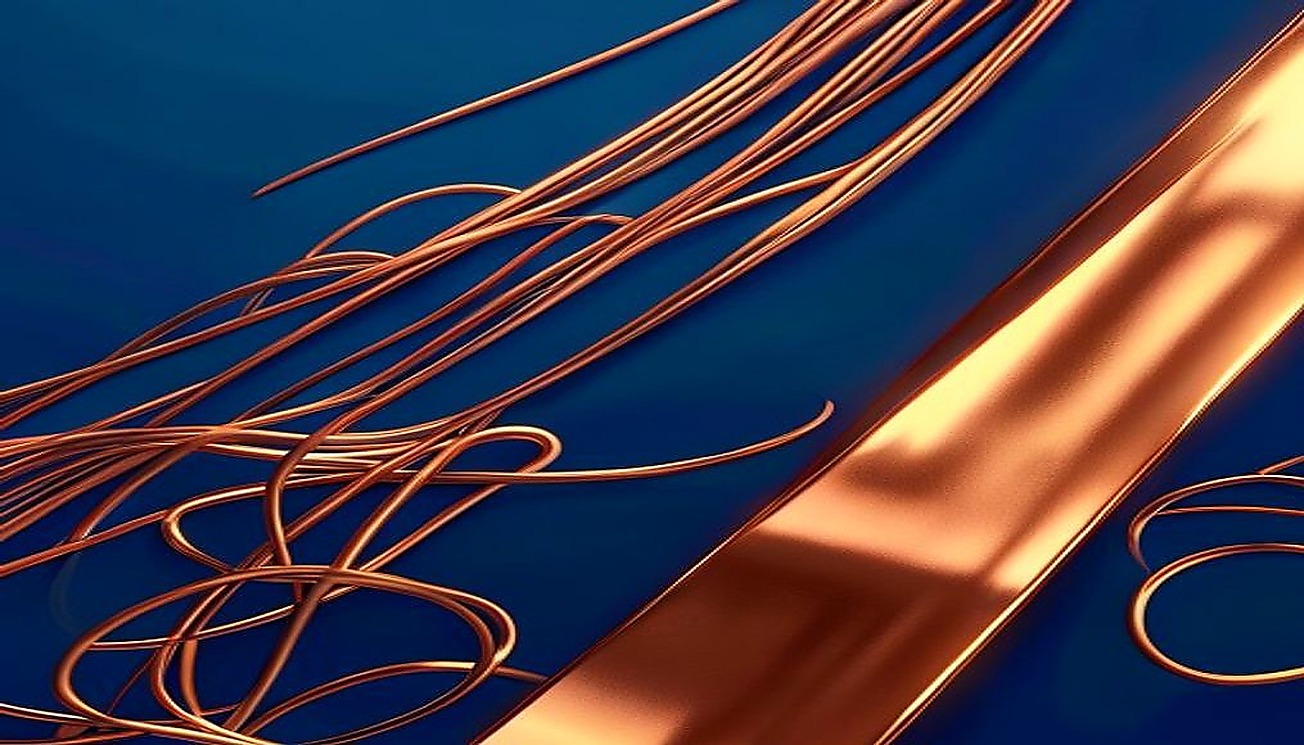 Tangled copper wires straightening into three bold gold bars, visualizing compounding design ROI for SaaS products.