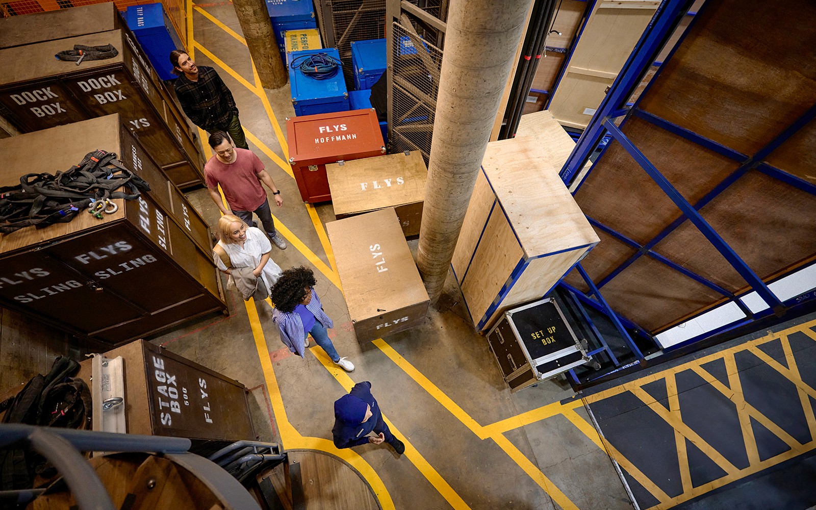 Group of tourists enjoying a Guided Back Stage Tour of Sydney Opera House, exploring the iconic architecture in Sydney, Australia