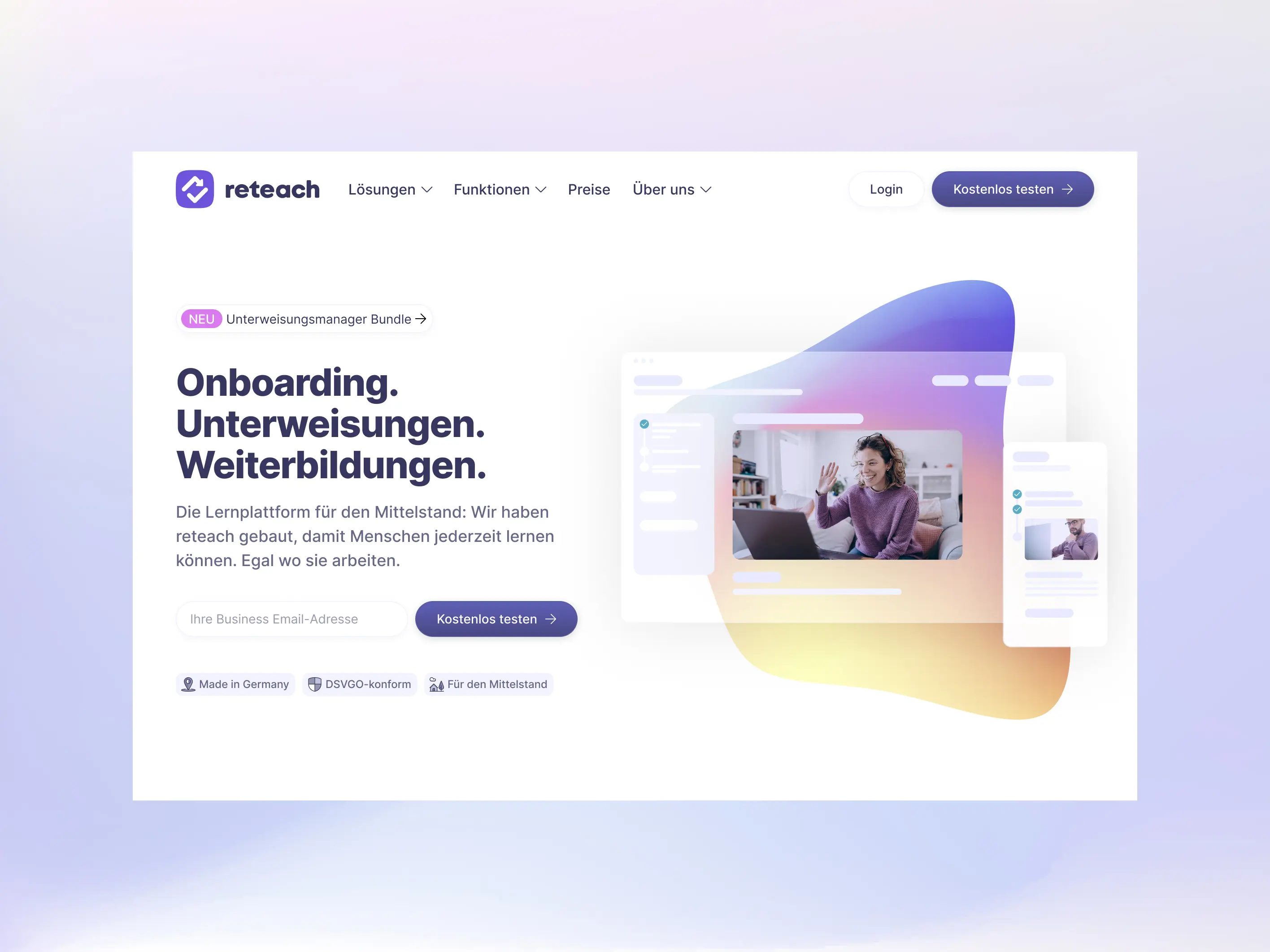 View of the homepage