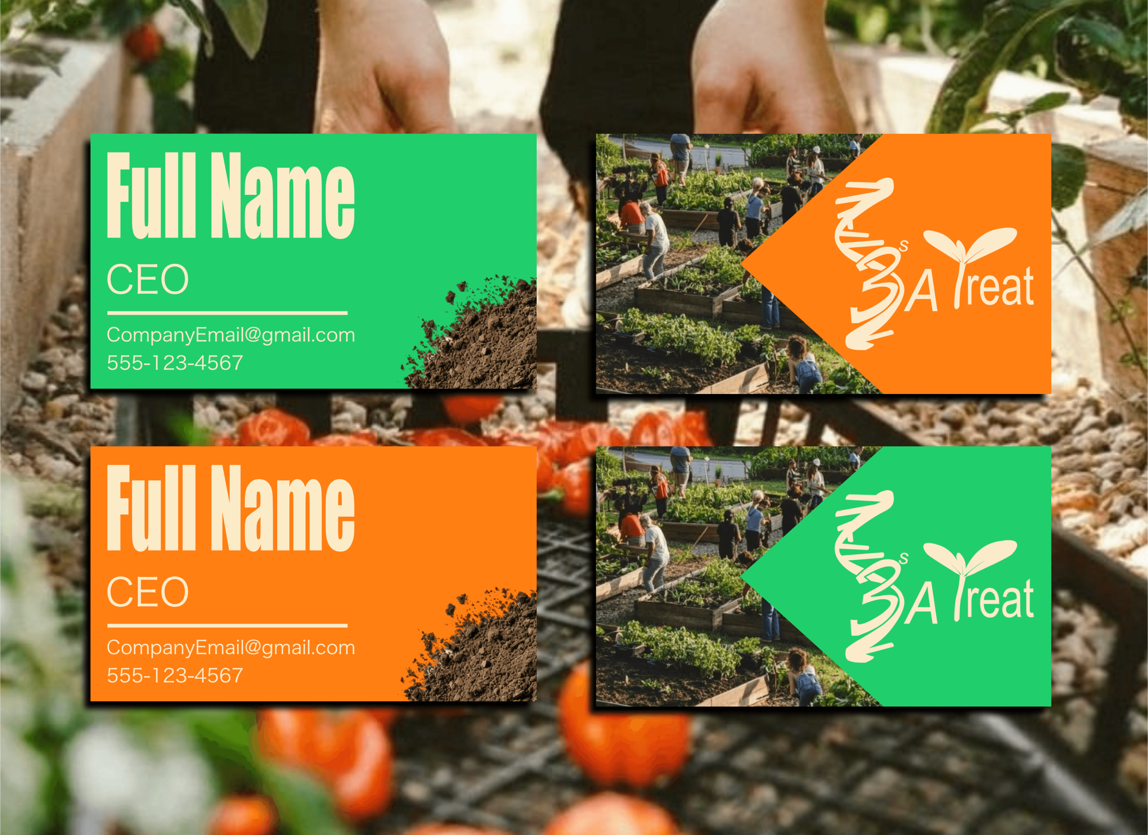 business card mockup showcasing the use of vibrent colors