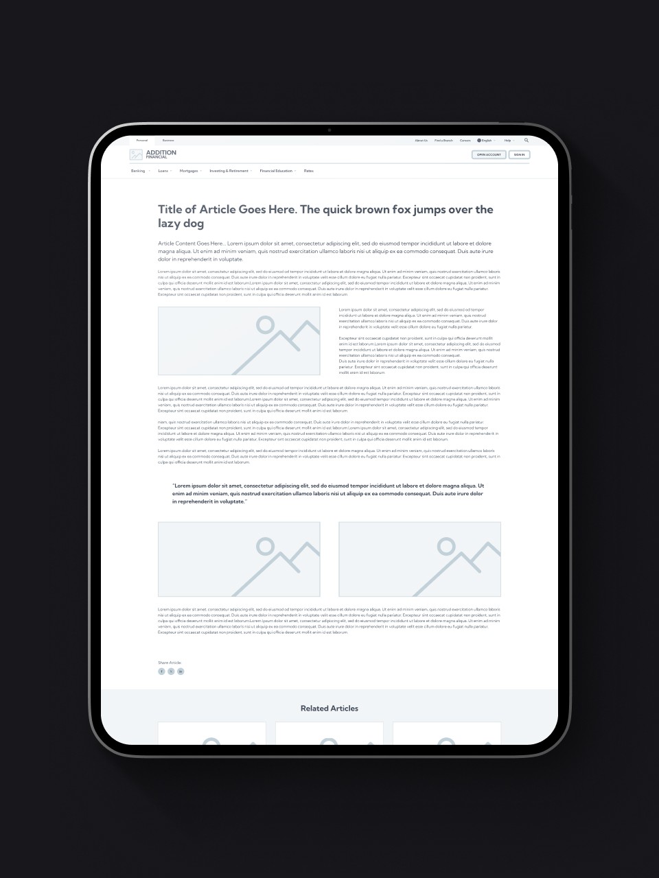 Addition Article Detail Wireframe