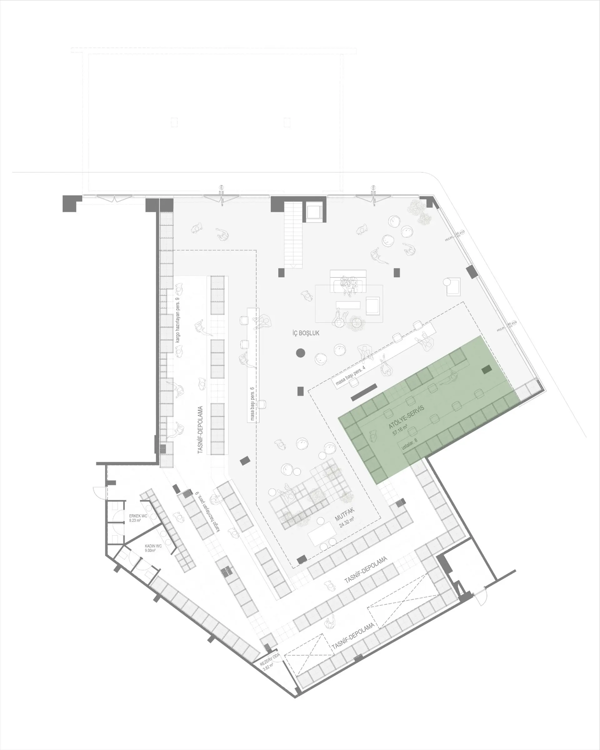 Floor plan diagram highlighting one zone, 2