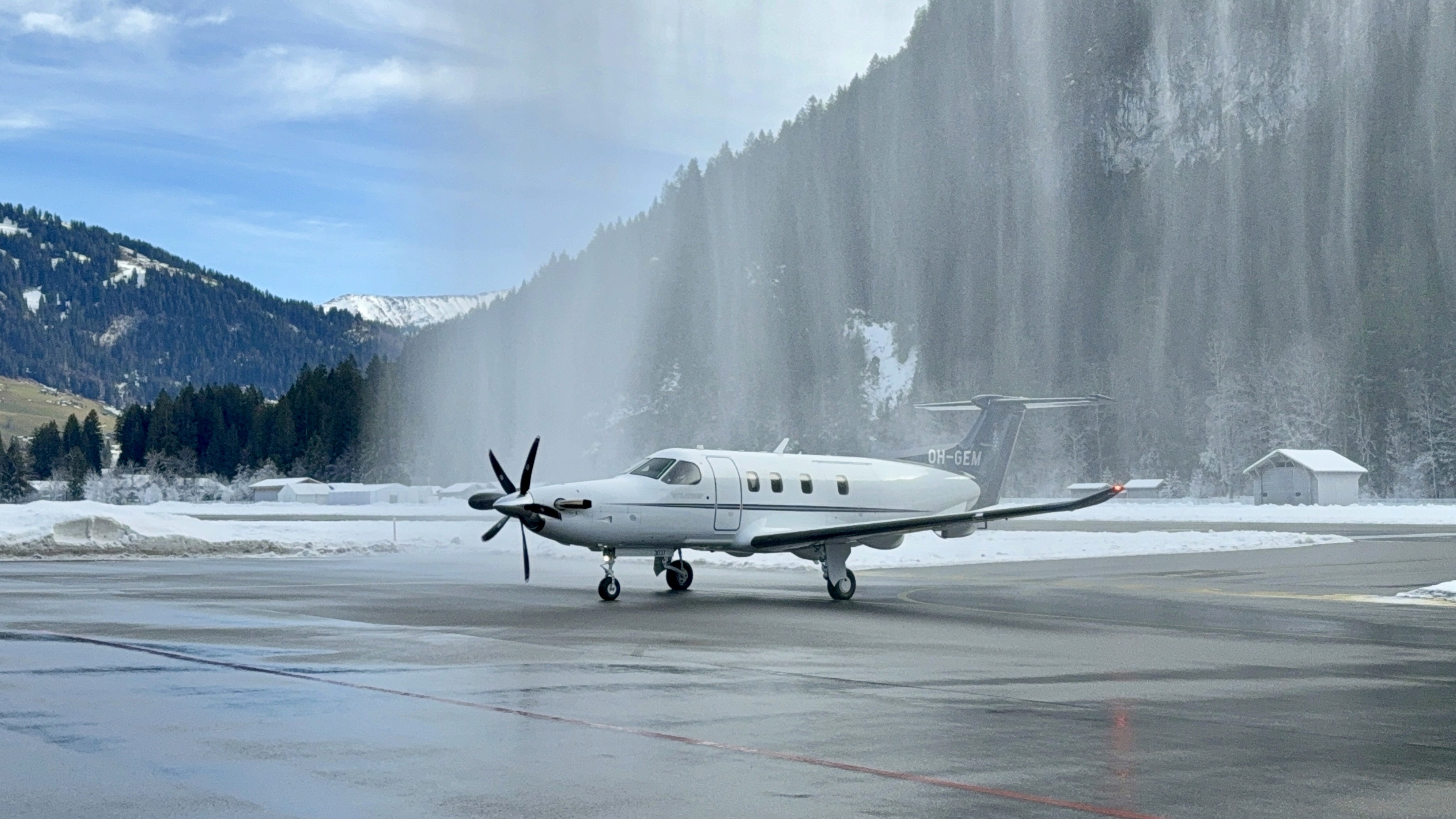 Pilatus PC-12 exterior in Saanen airport