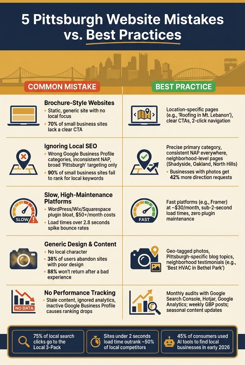 5 Pittsburgh Website Mistakes vs. Best Practices at a Glance