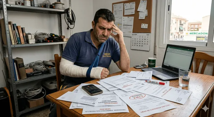 Autónomo inhabilitado temporalmente para trabajar por culpa de una fractura en el brazo.