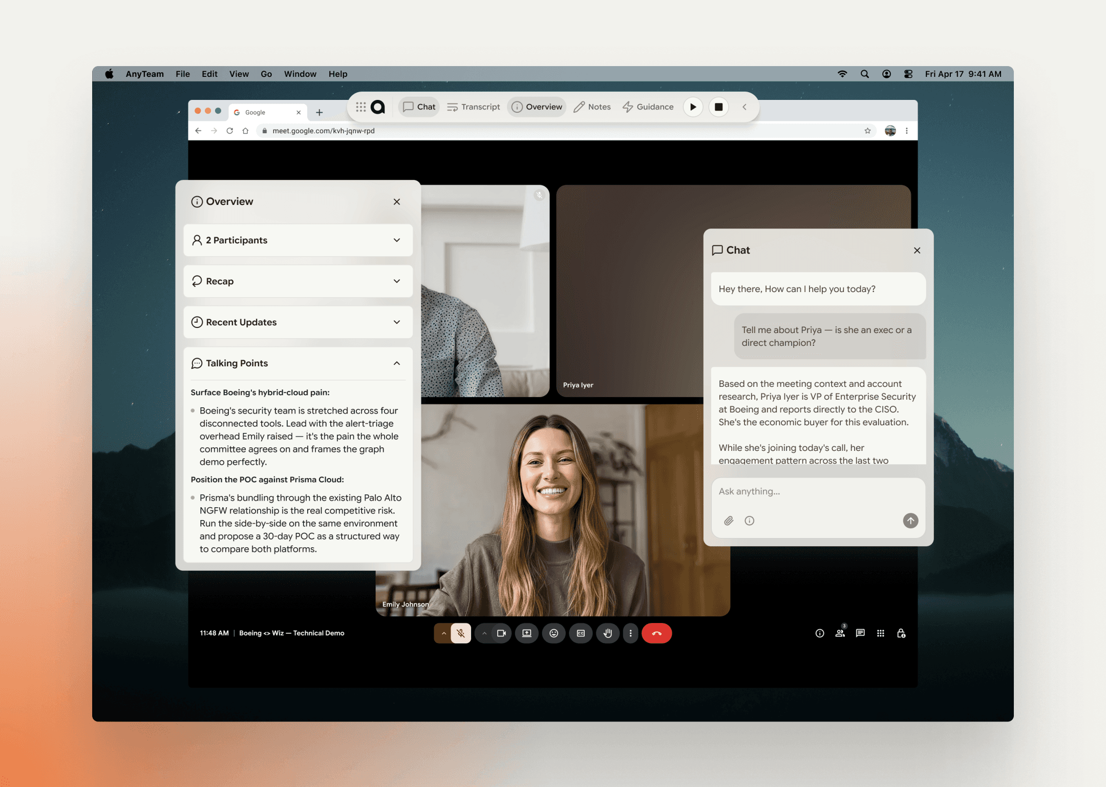 Meeting co-pilot interface